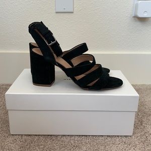 Madewell The Maria Sandal Black Block Heel Suede Size 8